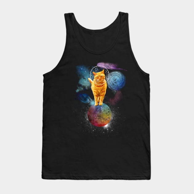 Space Ginger Cat Astronaut Tank Top by VBleshka